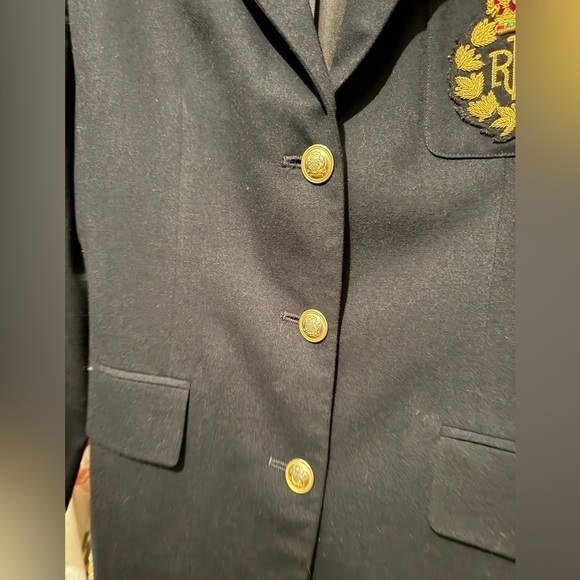 Ralph Lauren- Navy Blue Wool Vintage Crested Blazer Jacket - Picture 3 of 9